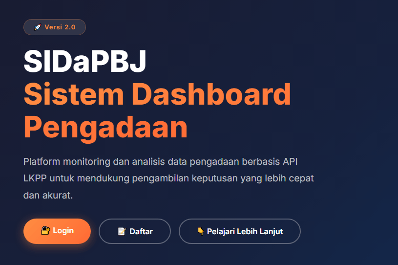 SidaPBJ : Platform Bersama Monitoring Pengadaan Berbasis API Inaproc Gateway LKPP (Multi User)